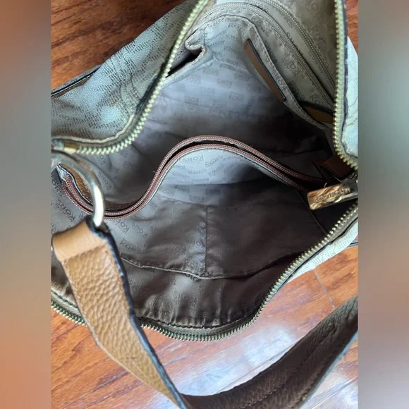 Michael Kors Beige and Brown MK Monogram Shoulder Bag - Picture 3 of 3